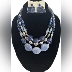 Shades of blue necklace and earrings set